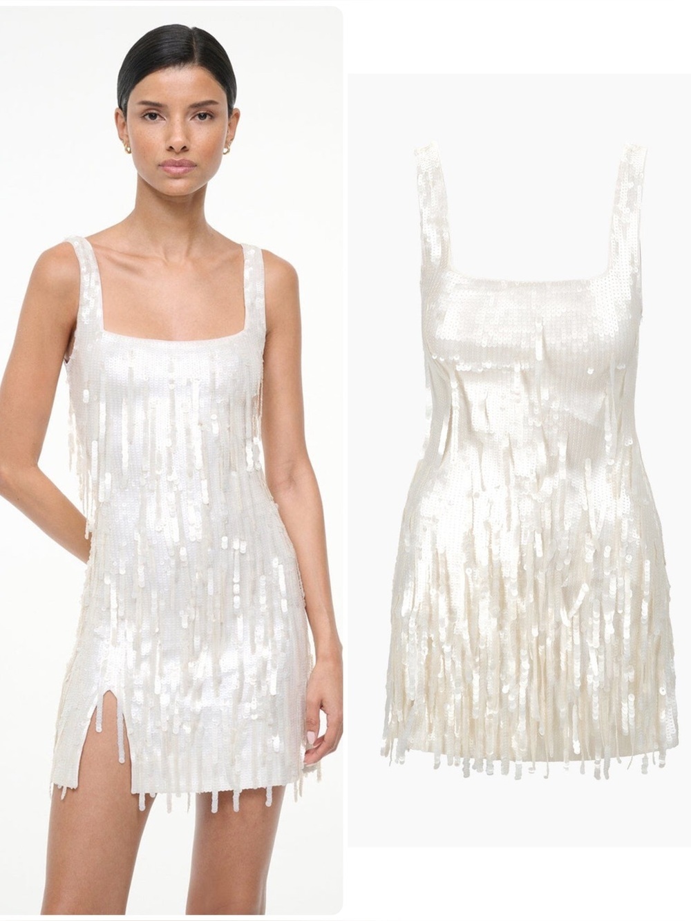 New Staud Le Sable Fringe Pearl Dress